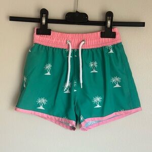 Blueberry Bay Green & Pink Palm Tree Toddler Boy Trunk Swim Shorts Size 2T